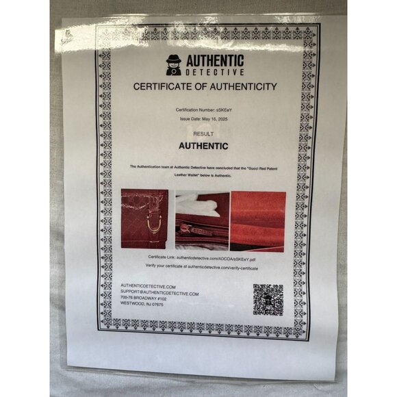 Gucci Red Patent Leather GG Nice Monogram Wallet with  COA - Picture 16 of 16